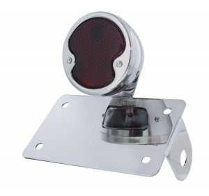 (B0X) "Bobber" Style "1932 Duo Lamp" Tail Light With Red Glass Lens - Horizontal