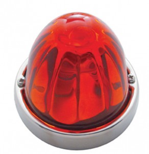 Incandescent Large Glass Marker Light W/ 1157 Bulb - Dark Amber Watermelon Lens