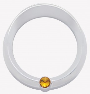 Chrome Plastic Kenworth Pyro Gauge Cover W/ Visor & Diamond - Amber