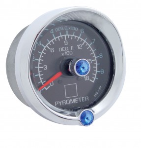 Chrome Plastic Kenworth Pyro Gauge Cover W/ Visor & Diamond - Blue