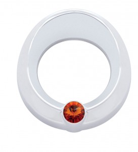 Chrome Plastic Universal Small Gauge Cover W/ Visor & Diamond - Amber