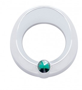 Chrome Plastic Universal Small Gauge Cover W/ Visor & Diamond - Green