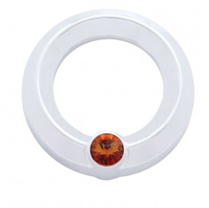 Chrome Plastic Universal Small Gauge Cover W/ Diamond - Amber