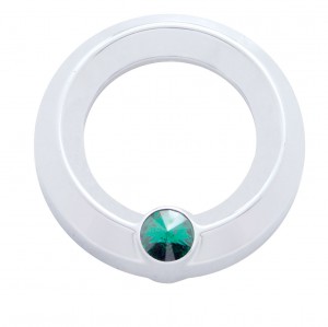 Chrome Plastic Universal Small Gauge Cover W/ Diamond - Green