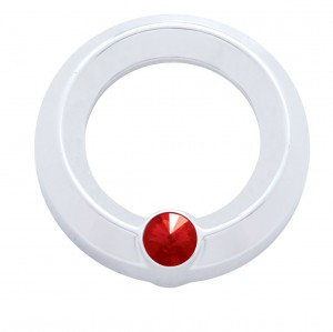 Chrome Plastic Universal Small Gauge Cover W/ Diamond - Red