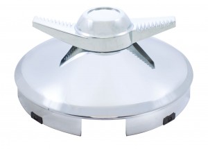 Stainless Steel 1" Lip 4 Even Notch Front Hub Cap W/ 2 Bar Spinner