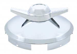Stainless Steel 1" Lip 5 Even Notch Front Hub Cap W/ 2 Bar Spinner