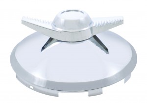 Stainless Steel 7/16" Lip 6 Uneven Notch Front Hub Cap W/ 2 Bar Spinner