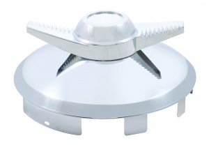 Stainless Steel 1" Lip 6 Uneven Notch Front Hub Cap W/ 2 Bar Spinner