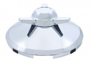 Stainless Steel 7/16" Lip 4 Even Notch Front Hub Cap W/ 3 Bar Straight Spinner