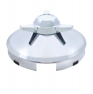 Stainless Steel 1" Lip 4 Even Notch Front Hub Cap W/ 3 Bar Straight Spinner
