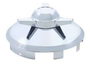 Stainless Steel 1" Lip 6 Uneven Notch Front Hub Cap W/ 3 Bar Straight Spinner