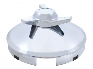 Stainless Steel 1" Lip 4 Even Notch Front Hub Cap W/ 3 Bar Left Spinner