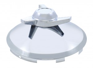 Stainless Steel 7/16" Lip 6 Uneven Notch Front Hub Cap W/ 3 Bar Left Spinner