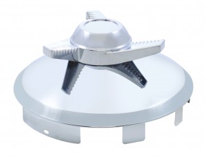 Stainless Steel 1" Lip 6 Uneven Notch Front Hub Cap W/ 3 Bar Left Spinner