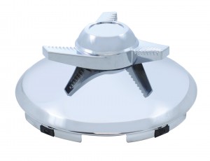 Stainless Steel 7/16" Lip 5 Even Notch Front Hub Cap W/ 3 Bar Right Spinner