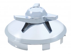 Stainless Steel 1" Lip 6 Uneven Notch Front Hub Cap W/ 3 Bar Right Spinner