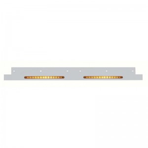 Stainless Steel Kenworth Lower Grill Filler Trim W/ Two 14 Led Light Bar - Amber Led/Amber Lens