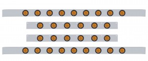 (4/Bulk) Stainless Steel Kenworth 60" Sleeper Bracket W/ 32 Incandescent 2" Flat Light - Amber Lens