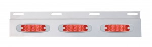 Stainless Steel Top Mud Flap Light Bracket W/ Three 10 Led Rectangular Light W/ Bezel - Red Lens