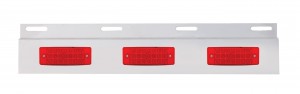 Stainless Steel Top Mud Flap Light Bracket W/ Three 21 Led Turtle Back Light - Red Lens
