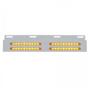 Stainless Steel Top Plate With Four 10 Amber Led 9" P/T/C Strip Light - Amber Lens