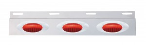 Stainless Steel Top Mud Flap Light Bracket W/ Three 12 Led "Phantom I" Light W/ Bezel - Red Lens