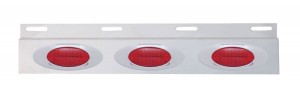 Stainless Steel Top Mud Flap Light Bracket W/ Three 16 Led "Phantom I" Light W/ Bezel - Red Lens
