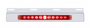 Stainless Steel Top Mud Flap Light Bracket W/ 11 Red Led 17" Light Bar - Red Lens