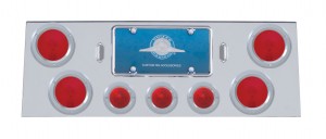 Stainless Steel Rear Center Lt Panel W/ 4" & 2 1/2" Lights & Bezel