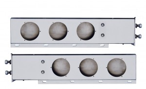 (2/Bulk) Economy 430 Stainless Steel Spring Loaded Rear Light Bar W/ Six 4" Round Light Cutouts - 2 1/2" B.P.
