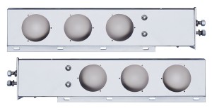 (2/Bulk) Economy 430 Stainless Steel Spring Loaded Rear Light Bar W/ Six 4" Round Light Cutouts - 2" B.P.