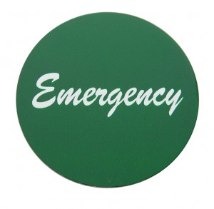 Aluminum "Emergency" Sticker - Green