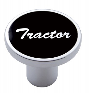 Chrome Air Valve Knob W/ "Tractor" Aluminum Sticker - Black