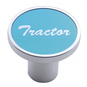 Chrome Air Valve Knob W/ "Tractor" Aluminum Sticker - Blue