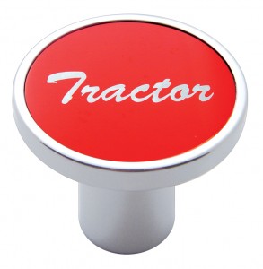 Chrome Air Valve Knob W/ "Tractor" Aluminum Sticker - Red