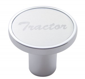 Chrome Air Valve Knob W/ "Tractor" Aluminum Sticker - Silver