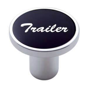 Chrome Air Valve Knob W/ "Trailer" Aluminum Sticker - Black
