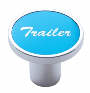 Chrome Air Valve Knob W/ "Trailer" Aluminum Sticker - Blue