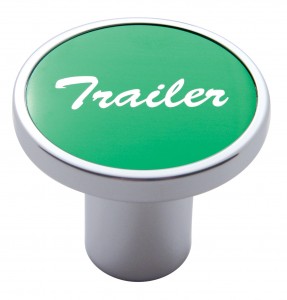 Chrome Air Valve Knob W/ "Trailer" Aluminum Sticker - Green