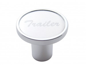 Chrome Air Valve Knob W/ "Trailer" Aluminum Sticker - Silver