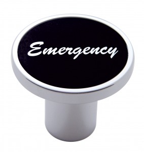 Chrome Air Valve Knob W/ "Emergency" Aluminum Sticker - Black