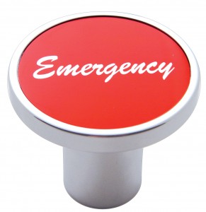 Chrome Air Valve Knob W/ "Emergency" Aluminum Sticker - Red