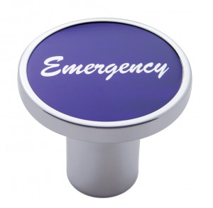 Chrome Air Valve Knob W/ "Emergency" Aluminum Sticker - Purple