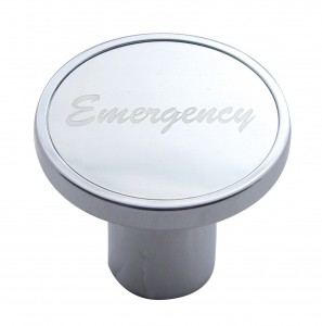 Chrome Air Valve Knob W/ "Emergency" Aluminum Sticker - Silver