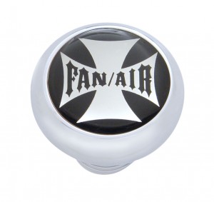Chrome Deluxe W/ Glossy "Fan/Air" Maltese Cross Sticker - Black