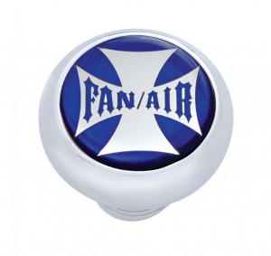 Chrome Deluxe W/ Glossy "Fan/Air" Maltese Cross Sticker - Blue