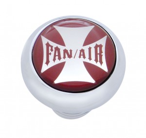 Chrome Deluxe W/ Glossy "Fan/Air" Maltese Cross Sticker - Red