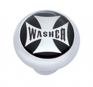 Chrome Deluxe W/ Glossy "Washer" Maltese Cross Sticker - Black