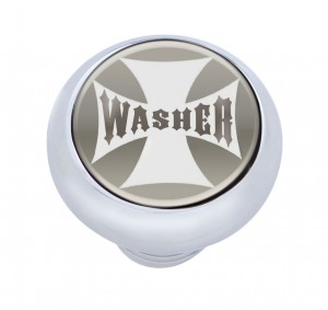 Chrome Deluxe W/ Glossy "Washer" Maltese Cross Sticker - Silver